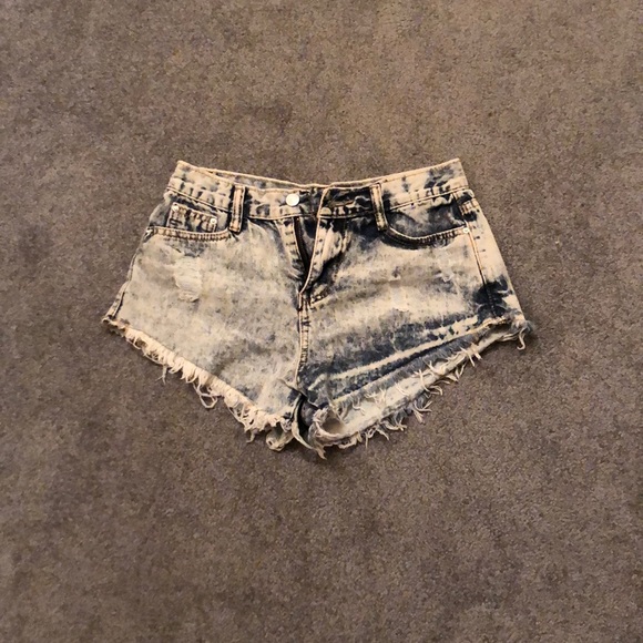 Pants - High wasted distressed jean shorts